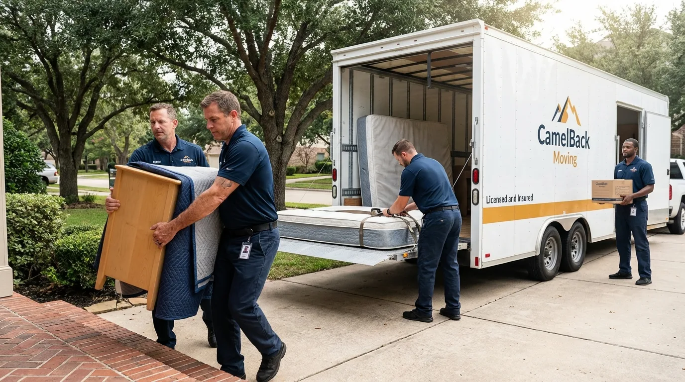 Crew loading residential truck for cross-state move from Waikoloa, HI