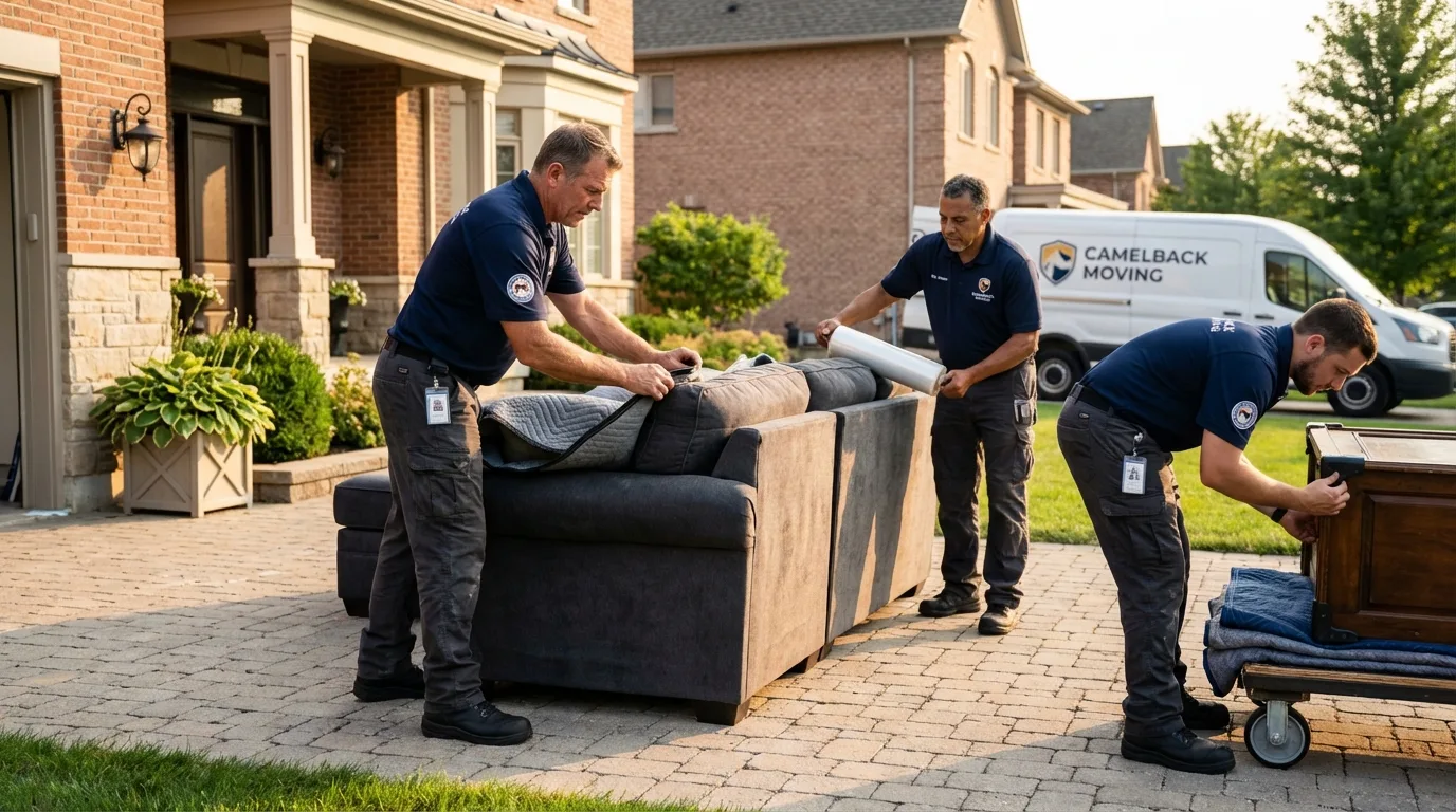 Large estate moving crew wrapping furniture in Waikoloa, HI